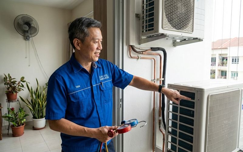 Diagram showing sealed aircond refrigerant system