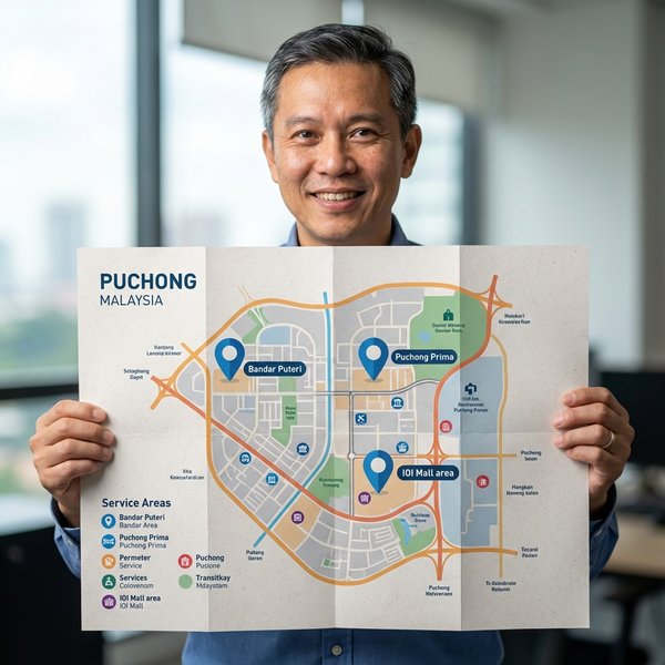 Service areas map covering Puchong and surrounding neighborhoods